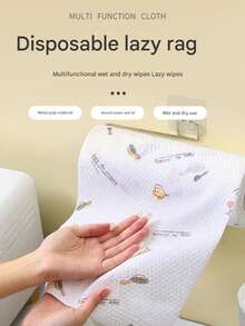 高吸水性一次性加厚厨房纸巾 - 印花多层速干清洁布，适用于油脂、地板、台面 - 重型通用厨房、客厅、露台、厨房巾、台面擦拭、除油、时尚家居用品、涤纶混纺（印花图案随机发送）、家庭清洁、厨房清洁、派对清洁 - 彩色 - 查看 6