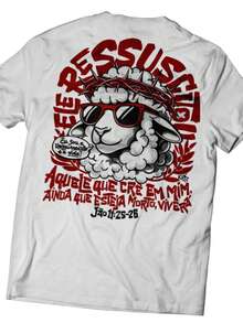 Camiseta Feminina Gola Redonda Estampa Cristã ELE RESSUCITOU Blusa em Algodão