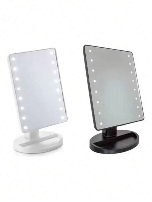 Espelho De Mesa Maquiagem Com 16 Leds Rotação Quadrado Touch Screen