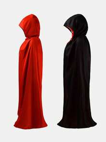 1 件闪亮连帽斗篷，男女通用长袍，适合化妆舞会，中世纪吸血鬼巫师恶魔角色扮演服装道具，万圣节服装 - 黑色 - 查看 6