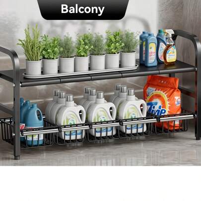 LOVEWE 2-Tier Expandable Under Sink Storage Organizer-Adjustable Shelf With Multiple Detachable Panels, Multiple Baskets, And Adjustable Design For Maximizing Space Under Kitchen And Bathroom Sinks