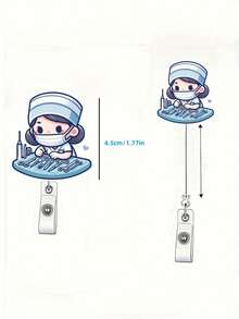 2D Flat Acrylic Nurse Girl ID Card Holder - Retractable Badge Reel, Durable Tag, Suitable For Medical Students And Practicing Nurses - Durable PMMA Material, For Workplace Identification, Medical Tag Clip | Fun Design | Durable Acrylic Material, Nurse Accessories, Back To School, Teacher Gift - Multicolor - View 9