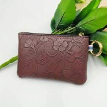 1 件女士钥匙扣零钱包新款压花工艺蜻蜓蝴蝶花朵钥匙扣零钱包实用钥匙零卡收纳袋时尚迷你手提小包随机图案位置女士钱夹迷你钱包钱包钱包钱包钥匙扣零钱包 - 彩色 - 查看 3