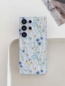 1pc Minimalist & Fresh Striped Floral Pattern Shockproof, Scratch-Resistant, Fingerprint-Proof Transparent TPU Soft Phone Case With Camera Lens Protection, Compatible With Samsung, Nothing, Compatible With Pixel, Compatible With INFINIX, Compatible With Redmi,International Version, Not The Domestic Version - Multicolor - View 3
