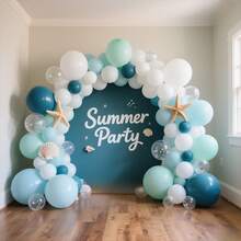 Kituri de baloane pentru petrecere subacvatică, 75 de bucăți - Macarons albe, albastre, albastru intens, baloane cu tematică oceanică, petrecere de ziua de naștere, decorațiuni pentru petrecere, decorațiuni pentru petrecere de vară la malul mării