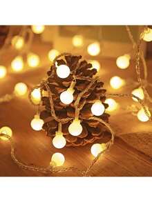 1pc Frosted White Ball Battery Box Light String, LED Mini Frosted Ball Decorative Light, Warm And Delicate Lighting, Brings A Comfortable Feeling, Suitable For Indoor, Bedroom, Room, Living Room, Courtyard, Garden, House, Festival, Party, A Reliable Choice To Create Atmosphere. - Warm Light - View 7