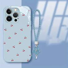Creative Design Pattern Metal Paint Glass Phone Case, Fashionable Luxury With Lanyard Compatible For IPhone 16 15 14 13 12 Pro Max, The Perfect Gift For Family And Friends