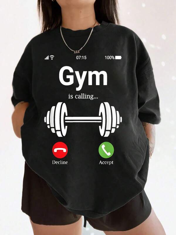 Gym Is Calling Graphic Tee For Women,  Fitness Apparel, Workout Motivation TShirt, Soft & Comfortable Fabric, Stylish Print Design, Perfect For Gym & Casual Wear  Embrace Your Fitness Journey With This Unique And Inspiring Tee!