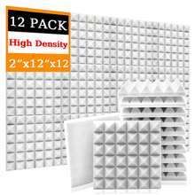 TOUO 金字塔吸音泡沫板 6-48 块，8 种颜色，高密度隔音泡沫 12 英寸 X 12 英寸 X 2 英寸 / 12 英寸 X 12 英寸 X 1.18 英寸，适用于墙壁、工作室、鼓室、办公室的隔音和声学处理 - 彩色 - 查看 46