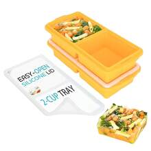 Silicone Freezer Tray With Lid-Soup Freezer Container Molds-2-Cup Extra Large Ice Cube Tray-Makes 4 Perfect 500ml Portions Cubes, For Freezing Soup,Stews,Sauces.Oven&Dishwasher-Safe(2-Pack)-585515 - 2 cốc - Xem 2