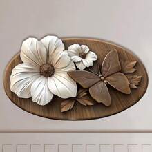 1/3pcs Set, Home Decor Mat Set, 3D Brown Butterfly Pattern, Bathroom Non-Slip Absorbent Mat, Silica Gel Retro Pattern Mat, U-Shaped Toilet & Sink Absorbent Foot Mat, 2.5mm Thickness Entryway Decor Bathroom Kitchen Decor Kitchen Rug