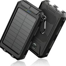 10000mAh Solar Charger Power Bank -Portable Solar Phone Battery Panel Charger, USB Port Battery Pack Charger Portable For All Cell Phones & Electronic Devices- Long Lasting, Travel Camping, LED Flashlight, The Best Gift For Festival - màu đen - Xem 1