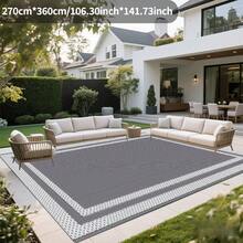 Alfombra exterior impermeable de 5x8 pies, alfombra reversible de plástico, alfombra de área moderna, tapete grande para exteriores, autocaravana, patio, patio trasero, cubierta, picnic, playa, camping, gris y blanco - marco de avión - Ver 13