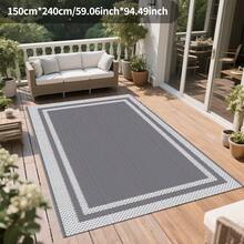 Alfombra exterior impermeable de 5x8 pies, alfombra reversible de plástico, alfombra de área moderna, tapete grande para exteriores, autocaravana, patio, patio trasero, cubierta, picnic, playa, camping, gris y blanco - marco de avión - Ver 15