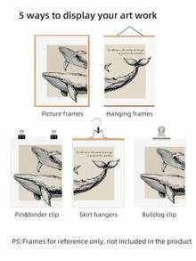 1/2pcs Frameless Vintage Whale Mother & Baby Print, Beige Coastal Wall Art With Canvas Texture, Inspirational Ocean Quote Poster For Beach House & Nursery Decoration
