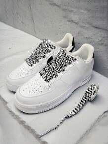 2pcs Colorful Woven Shoelaces - Fashionable Wide Design, Matching, Enhances Shoe Personalized