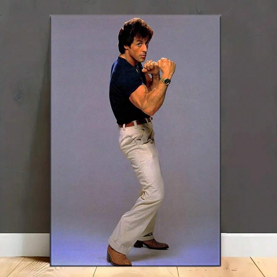 1pc 30*40cm(12*16inch)Sylvester StalloneFrameless Wall Art, Unique Creative Decoration, Mainly Made Of Canvas For Living Rooms, Bedrooms, Offices, Dining Rooms, Perfect Gifts And DecorationsWSY7314238 - White - View 1