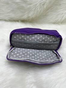 School Pencil Case With 3 Dividers And Elastic For Pencils And Pens - 紫色 - 查看 3