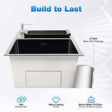 kangten Large Deep Double Bowl Sink Stainless Steel Kitchen Undermount Drop-In Sink - Black - View 4