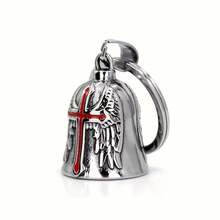 1 Piece Retro Punk Style Patron Bell Motorcycle Bell Men's Intersection Lucky Bell Angel Wings Knight Bell Metal Pendant Motorcycle Accessories - Đỏ - Xem 1