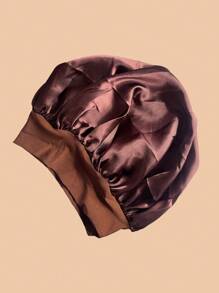 1 件装缎面宽条纹弹性头带护发帽女士 - 咖啡色 - 查看 14