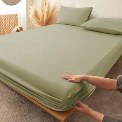 1 pezzo Lenzuolo con angoli in 100% cotone di colore verde chiaro, con tasca profonda, morbido e traspirante, protettore per materasso adatto per tutte le stagioni e comodo per camera da letto, adatto per letti singoli, matrimoniali, king e queen size con tasca profonda fino a 30 cm, lenzuolo per dormitorio e scuola