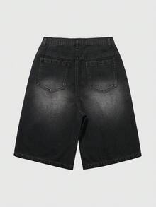 INFLATION Men's Washed Slant Pocket Casual Denim Shorts - Dark Grey - View 6