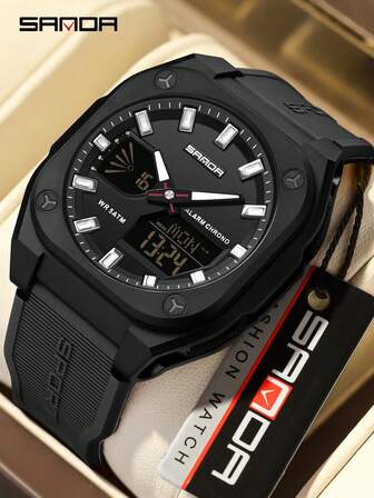 SANDA. SANDA 6268 Sport Elektronisk Klocka Herr Multifunktion Utomhus Studenter Armbandsur Väckarklocka Vattentät Lysande Digitala Klockor