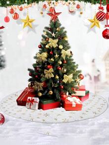 48Inches Christmas Tree Skirt , Holiday Part Decorations For Christmas Tree, White Faux Fur Tree Skirts With Gold Sequin Snowflakes Soft Plush Xmas Tree Decorations - Golden Snowflakes - View 7