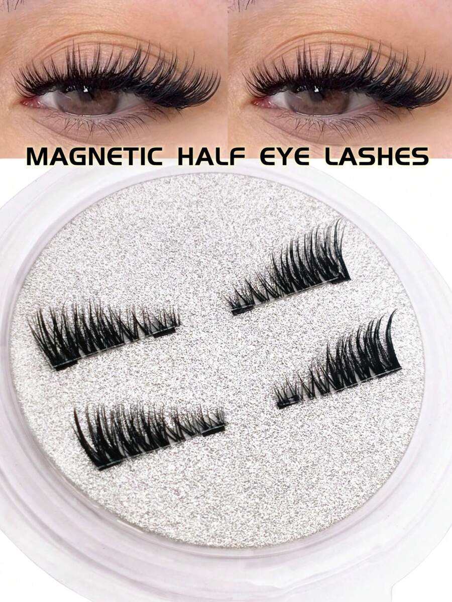 1 Paio Di ciglie Magnetiche Mezze ciglie Senza Colla, ciglie Magnetiche Corte Sguardo Naturale Occhio Di Gatto, ciglie Finte Riutilizzabili Senza Adesivo, Adatte Per Persone Pigre, Blogger Di Makeup, Regalo Per Donne, Strisce Di ciglie, ciglie, ciglie Finte