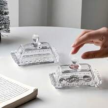 A Set Of European-Style Cake Trays With Covered Glass Lids, Dessert Bread Display Plates, Butter Plates With Square Glass Dust Covers, Jewelry Storage Boxes, And Pearl Cheese Boxes.