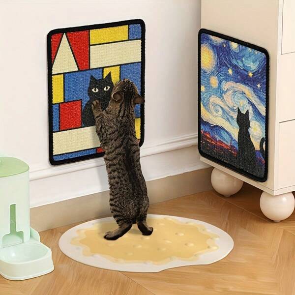 1pc Durable Sisal Cat Scratching Board, Wall-Mounted Pet Toy, Suitable For Indoor Cat Scratching & Playing