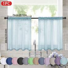 1 pièce Rideau transparent de couleur unie, rideau de fenêtre transparent à moitié, rideau filtrant de poche de tige pour ombrage. Convient pour la décoration de la cuisine, de la salle de bain et du café. Rideau de voile