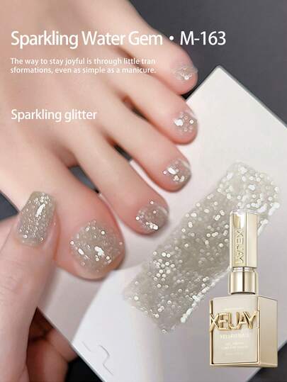 XEIJAYI XEIJAYI 1pc Glitter Diamond Nail Polish, Sparkling Reflective With Glitter, Holographic Reflective Soak Off UV/LED Manicure, Alcohol-Free Liquid Formula For Home & Salon Use For Spring