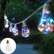 1pc 8 Modes Solar Powered Vintage Hemp Rope String Lights, Patio Garden Camping Decor, 4M 10LED Or 6M 16LED - Warm Light - View 6