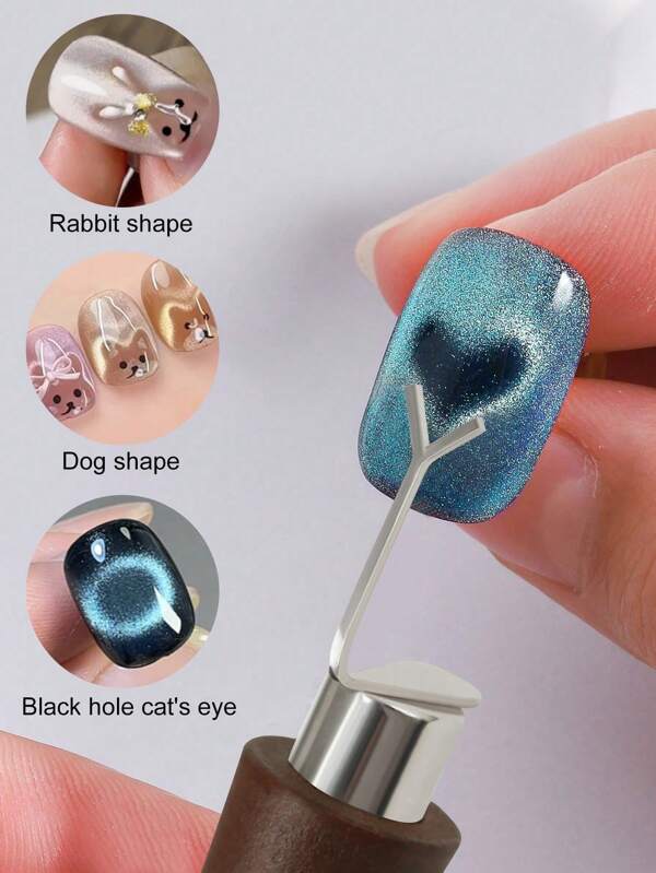 New Heart-Shaped Cat Eye Magnet Stick Set Nail Art Tools Y Shaped Small Iron Piece Magnet Stick For Magnetic Polish Effects Nail Art Nail Supplies Tool