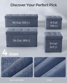 SONGMICS Collection - 43 Inches Folding Storage Ottoman Bench, Ottoman Foot Rest, End Of Bed Bench, Storage Chest, Load 660 Lb, For Living Room, Bedroom, Entryway, Misty Blue - 霧藍色 - 查看 5
