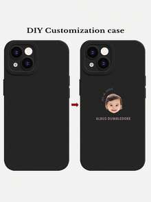 1 件极简肖像、日期、姓名和文字定制全覆盖硅胶镜头保护手机壳，兼容 16、15、14、13、12、11 Pro Max - 黑色 - 查看 8