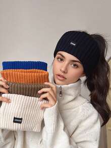 1 件纯色休闲涤纶防寒头带，秋冬款式 - 彩色 - 查看 3