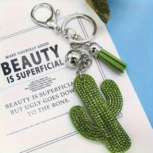 Ladies Desert Flower Cactus Keychain - Durable Bag Accessories - Handbags Backpacks Wallet Decoration - Fashion Keychain - 綠色 - 查看 5
