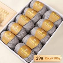 500g 精细 212 美利奴羊毛和羊驼毛线，手工编织 DIY 材料，适用于男女秋冬季毛衣、围巾、帽子和保暖服装。1 个大包装，10 个球/包 - 彩色 - 查看 27