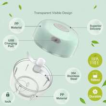 1 szt. Elektryczna maszynka do czosnku, Mini przenośna siekaczka do warzyw, Robot kuchenny 100 ml/250 ml/100+250 ml, Siekacz do cebuli, Prasa do czosnku z ładowaniem USB, Blender do warzyw, Młynek, Dom, Gadżet kuchenny, Kemping, Niezbędnik w podróży, Boże Narodzenie, Halloween, Święta - Wielokolorowe - Zobacz 9