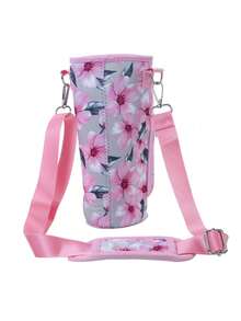 1 pièce Porte-gobelet portable de type sangle avec sangle réglable, sac isotherme pour bouteille d'eau, étui pour bouteille, support pour téléphone portable, accessoires pour boissons, sac de transport pour bouteille d'eau de plein air (direction de la fermeture éclair aléatoire)