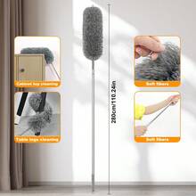 Microfiber Dusting Kit With Extendable Pole, Telescopic Duster Brush, Electrostatic Duster Brush, No Power Required, Suitable For Living Room, Bedroom, Bathroom, Kitchen Cleaning, Ceiling Fan, Furniture, Car, Wall, Floor - Multicolor - View 17
