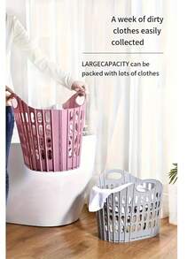 Foldable Laundry Basket,Modern Foldable Wall-Mounted Dirty Clothes Storage Box, Durable Polypropylene Square Design, Suitable For Home And Bathroom Storage. Portable Outdoor Car Fishing Bucket, Large-Capacity Dirty Clothes Basket, Laundry Tub, Shelf Basket, With Handle, Rectangular Bathroom - Multicolor-dirty Laundry Hamper - View 8