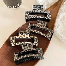 4pcs Leopard Print Hair Claw Clips, Glossy Minimalist Square Hair Clips Accessories For Daily & Casual Wear Hair Jaw Clip Hair Clamps Hair Clutch Hair Catcher Clip, School Stuff, College Fall Winter Hair Accessories For Women For Vacation Outfits Woman - 4 cái/bộ - Xem 8