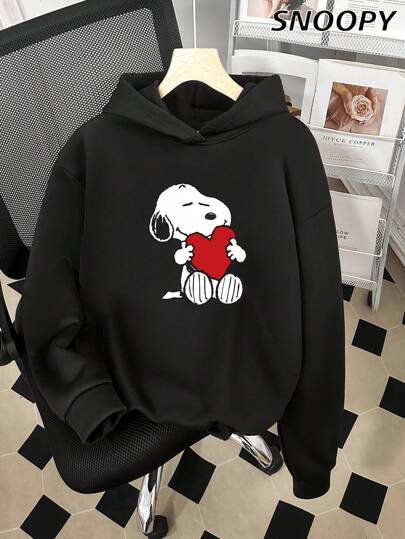 Holds A Heart Retro-Style  Sweatshirt, With Nostalgic Classic Comic Patterns And A Loose Fit, Top With Dropped Shoulders For Daily Wear, Fall, Winter