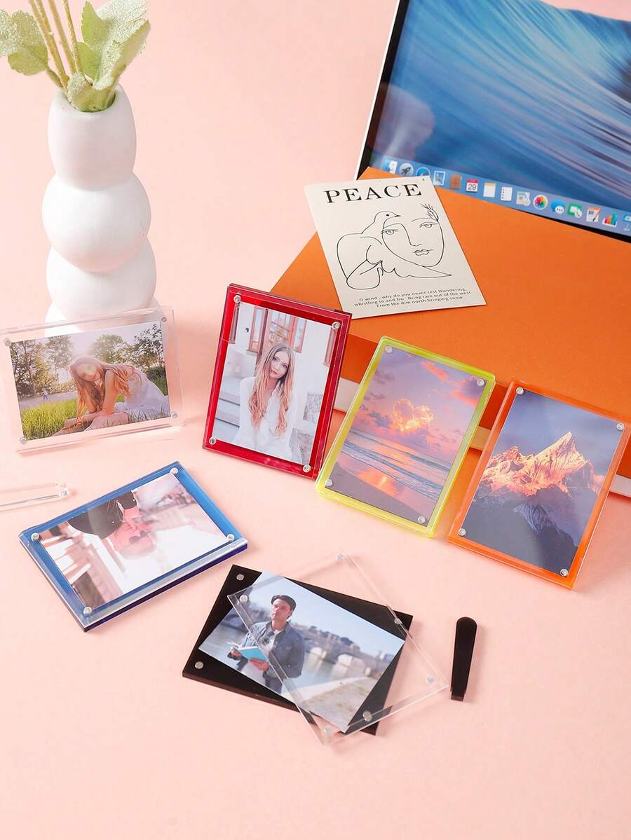 Soporte de escritorio para exhibir fotos instantáneas de 3 pulgadas, portafotos magnético de colores mini, accesorio decorativo creativo para el hogar