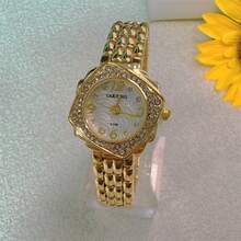 Modische wasserdichte Damenuhr, lässige Damen-Armbanduhr mit römischem Ziffernblatt, Quarz, Luxus-Stahlarmband für Frauen