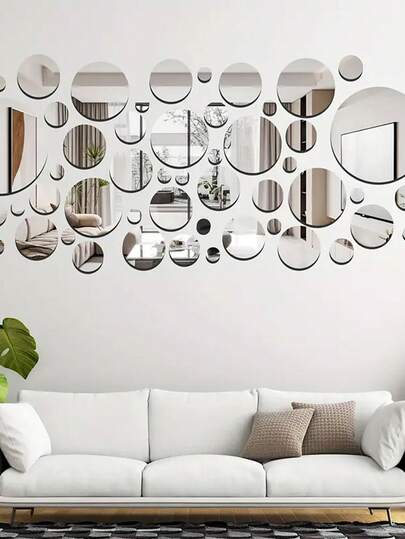 32pcs Large And Small Circle Mirror Wall Stickers, Acrylic Wall Decoration Circle Mirror, Room Decoration Stuff, Bedroom Decor, Room Decor, Bathroom Decor.